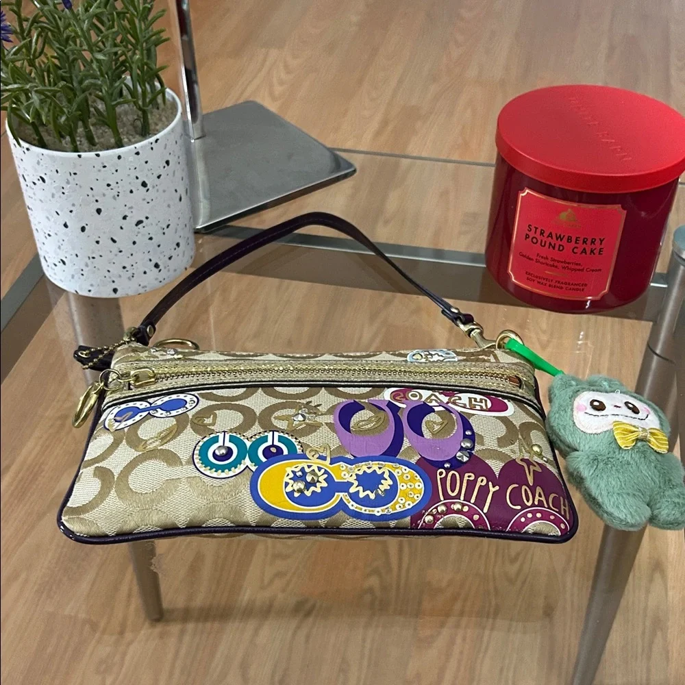 Coach Poppy Vintage Tan and Purple Mini Bag - Picture 6 of 10